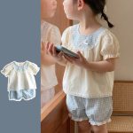 【73-110cm】ブラウス＆パンツ パフスリーブ 女の子