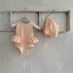 【66-90cm】水着 帽子付き フリル シンプル - 画像 (5)
