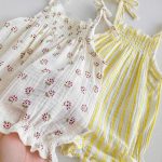 【66-90cm】キャミロンパース 花柄/ストライプ 可愛い ベビー服 - 画像 (15)