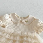 【66-90cm】ロンパース ベビー 女の子 丸襟 レース - 画像 (11)