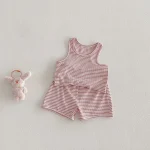 【80-130cm】セットアップ ベビー ボーダー ノースリーブ 着心地抜群 - 画像 (11)