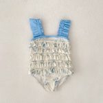 【80-120cm】水着 ブルー フラワー スイムウェア - 画像 (9)