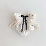 【66-90cm】ロンパース リボン付き パフスリーブ 可愛い 女の子 - 画像 (4)