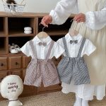 【80-120cm】セットアップ ベビー 男の子 トップス & サロペット リボン - 画像 (3)