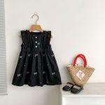 【90-130cm】ロンパースorワンピース 蝶結び柄 ブラック 姉妹服 - 画像 (10)