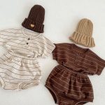 【66-100cm】セットアップ ベビー 韓国風 ボーダーワッフル - 画像 (9)