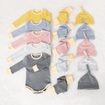 【66-90cm】ロンパース＆レギンス＆帽子 ボーダー 肌触り良い シンプル カラフル ベビー服 - 画像 (3)