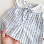 【73-100cm】トップスorブルマ ストライプ ノースリーブ ベビー服 - 画像 (7)