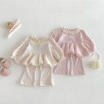 【73-110cm】セットアップ パフスリーブ シンプル 可愛い 女の子 - 画像 (2)