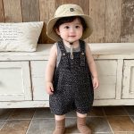 【73-100cm】セットアップ ヒョウ柄 サロペット＆シャツ 可愛い - 画像 (2)