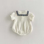 【66-90cm】セーラー ロンパース ベビー 丸襟 キュート - 画像 (9)