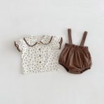 【66-100cm】二点セット シャツ＆サロペット フラワー 可愛い - 画像 (3)