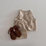 【73-100cm】セットアップ ベビー 韓国風 チェック ベスト＆ショートパンツ - 画像 (14)