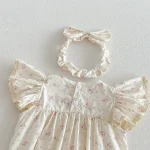 【66-140cm】ロンパース or ワンピース ベビー 女の子 花柄 肩フリル - 画像 (12)