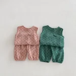 【80-130cm】セットアップ ベビー ノースリーブ ドット柄 - 画像 (2)
