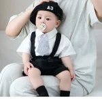 【73-110cm】 セットアップ シャツ & サロペット ネクタイ付き フォーマル - 画像 (7)