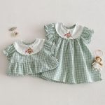 【66-110cm】ロンパースorワンピース グリーンチェック 姉妹服 - 画像 (8)