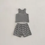 【80-130cm】セットアップ ベビー ボーダー ノースリーブ 着心地抜群 - 画像 (6)