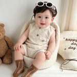 【66-90cm】セットアップ ノースリーブ ベージュ シンプル 着心地良い - 画像 (9)