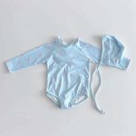 【66-100cm】水着 ドット柄OR花柄 帽子付き スイムウェア - 画像 (4)