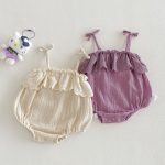 【66-90cm】キャミロンパース ふわふわ シンプル ベビー服 - 画像 (3)