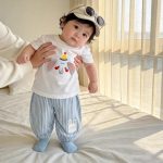 【80-120cm】セットアップ ゾウ柄 シャツ＆ストライプパンツ - 画像 (4)