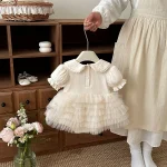 【66-90cm】ロンパース ベビー 女の子 丸襟 レース - 画像 (5)