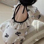 【100-140cm】水着 INS映え 韓国風 フリル リボン柄 - 画像 (2)