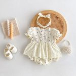 【66-90cm】ロンパース 可愛い レース ドット 赤ちゃん服