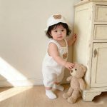 【66-100cm】サロペット＆帽子 クマ柄 可愛い ベビー服 - 画像 (12)