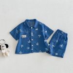 【73-110cm】セットアップ デニム ツリー柄 カジュアル - 画像 (5)