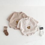 【66-90cm】ロンパース クマ柄 ポケット付き 半袖 ベビー服 - 画像 (2)