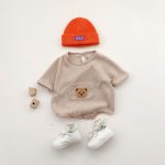 【66-90cm】ロンパース クマ柄 ポケット付き 半袖 ベビー服 - 画像 (11)