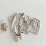 【80-120cm】セットアップ ストライプ グレー カジュアル 子供服