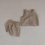 【73-100cm】セットアップ ベビー 韓国風 チェック ベスト＆ショートパンツ - 画像 (5)