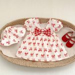 【73-110cm】ワンピース レッド 蝶結び柄 可愛い 女の子