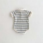 【66-90cm】ロンパース 半袖 ポロ襟 ロゴ入り シンプル 肌触り良い ベビー服 - 画像 (7)