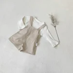 【73-100cm】サロペット ショートパンツ ベビー 韓国風 シンプル - 画像 (3)