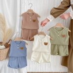 【66-100cm】セットアップ クマ柄 ワッフル ノースリーブ 着心地良い - 画像 (15)