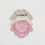 【66-100cm】ロンパース かわいい 「LOVES」 肌触り良い 出産祝い 赤ちゃん