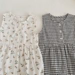 【66-90cm】オールインワン ノースリーブ フラワー/チェック シンプル ベビー服 - 画像 (7)
