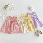 【73-120cm】ワンピース ベビー 女の子 ハート ノースリーブ - 画像 (2)