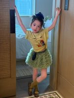【90-150cm】半袖Ｔシャツ or スカート or パンツ 女の子 落書き チュール カジュアル - 画像 (4)