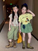 【90-150cm】半袖Ｔシャツ or スカート or パンツ 女の子 落書き チュール カジュアル