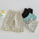 【73-120cm】パンツ ベビー 女の子 フリルデザイン 花柄 - 画像 (4)