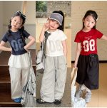 【100-170cm】半袖Ｔシャツ 女の子 数字柄 外遊び・スポーツに