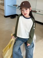 【100-170cm】長袖Ｔシャツ 女の子 配色 カジュアル 合わせやすい
