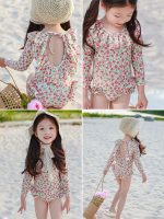 【80-130cm】水着 長袖 UVカット 背中あき かわいい 女の子 スイムウェア - 画像 (3)