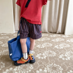 【80-130cm】ショートパンツ 女の子 ストライプ カジュアル