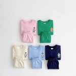 【80-130cm】セットアップ キッズ服 半袖 ベアプリント - 画像 (2)